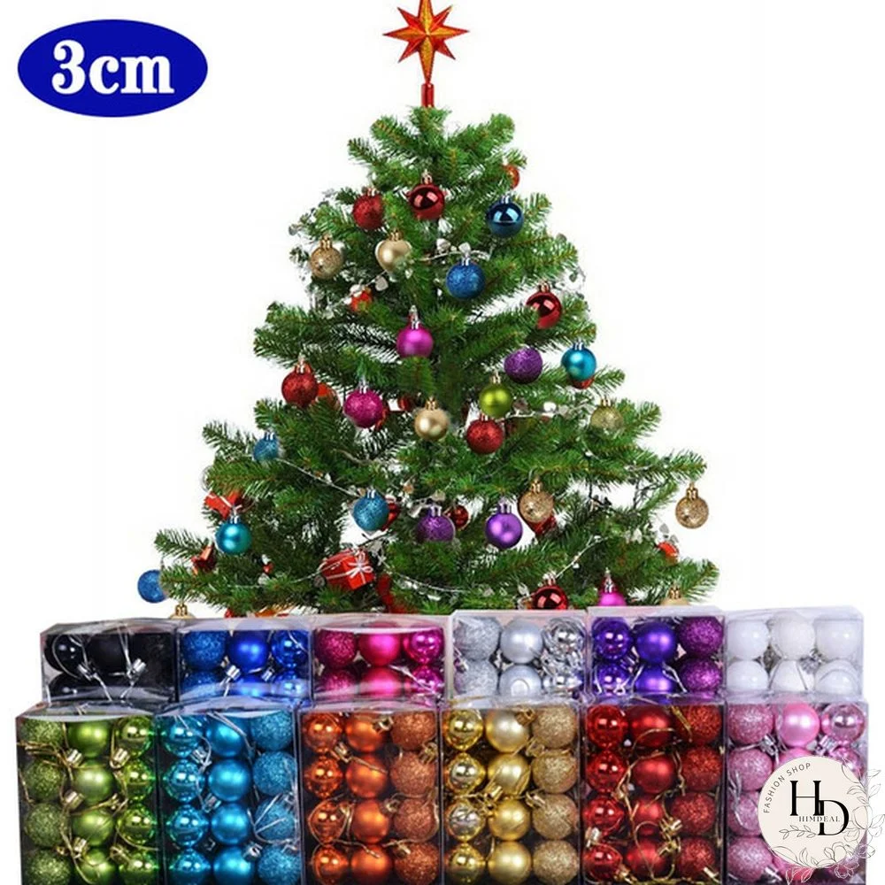 24 Pcs/Set Christmas Tree Ornaments Multi-color Christmas Ball Plastic Gift Ball for Xmas Holiday Decoration Glitter Colorful Ball