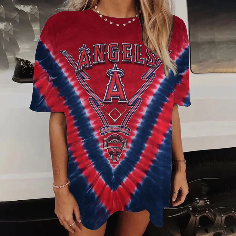 Fashion Casual Loose Baseball Los Angeles Angels Print  T-Shirt