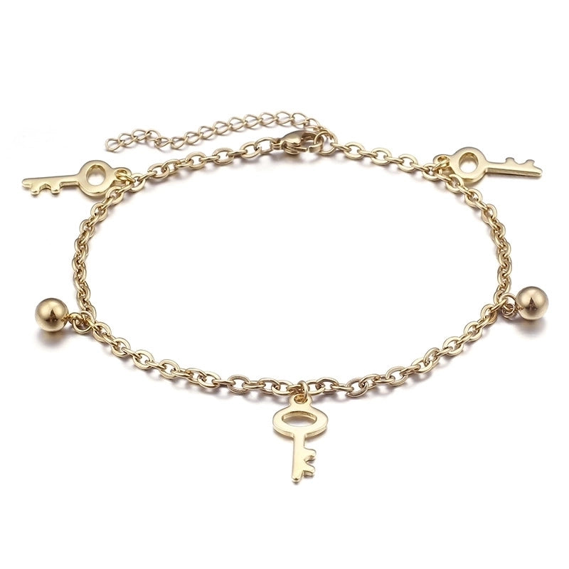 Fashion Geometric Titanium Steel 18K Gold Plated Anklet In Bulk