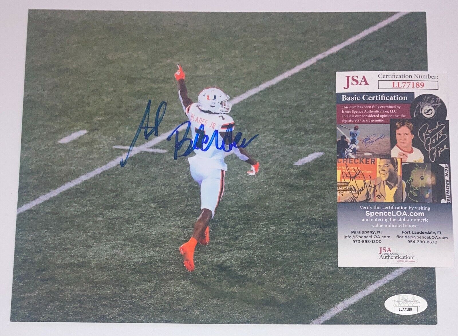 Al Blades Jr Miami Hurricanes Signed 8x10 Autographed Photo Poster painting JSA COA N6