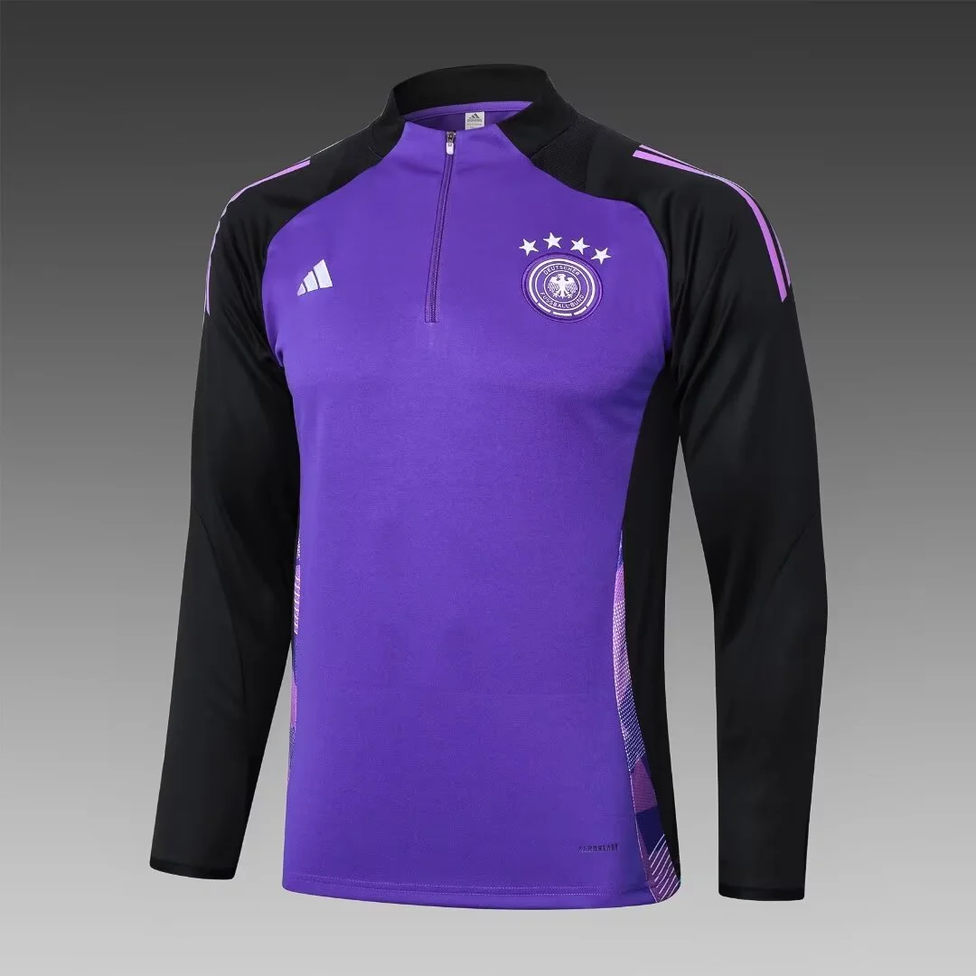 2024 Germany Half-Pull Training Suit Purple Football Shirt 1:1 Thai Quality