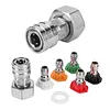 Garden Hose to Mini Power Washer Adapter Stainless Steel Leak-Proof Adapter 3/4 GHT to 1/4 Quick Connector for Car Wash & Outdoor Cleaning