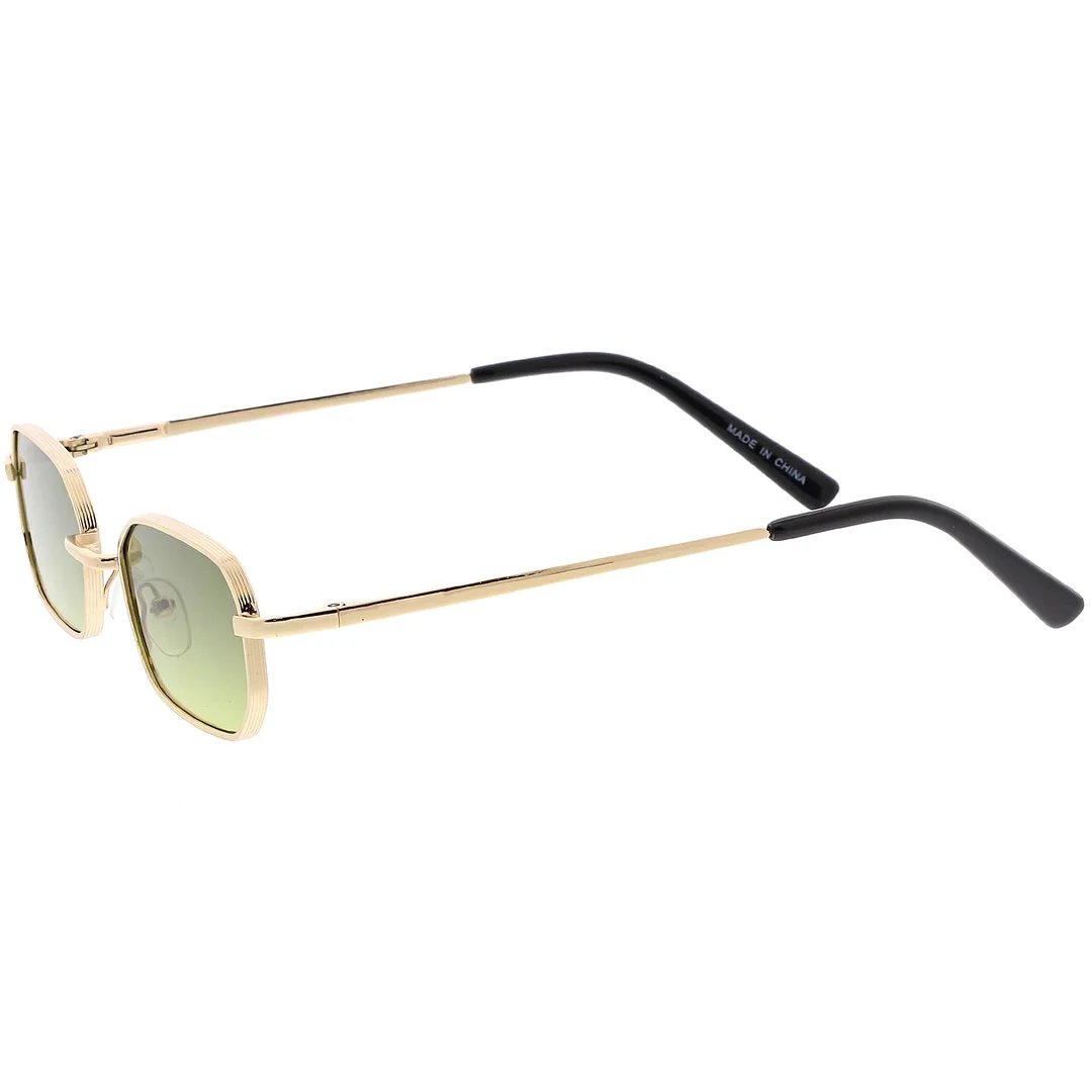 Extreme Small Metal Rectangle glasses Thick Frame Flat Lens 48mm