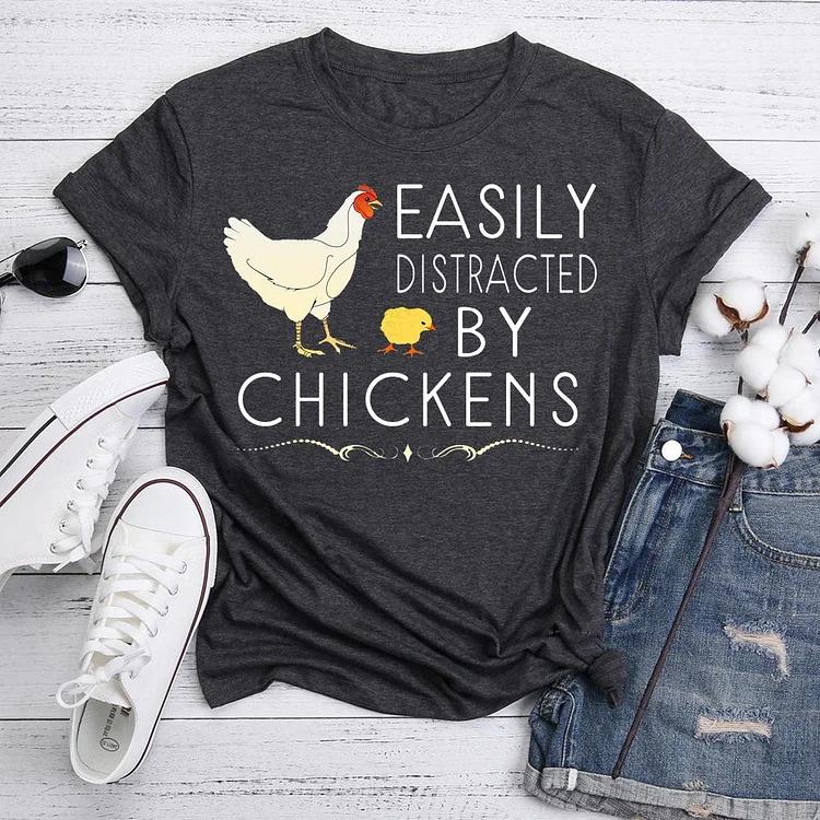 ANB - Easily Distracted By Chickens Relaxed Fit  Retro Tee Tee -05175