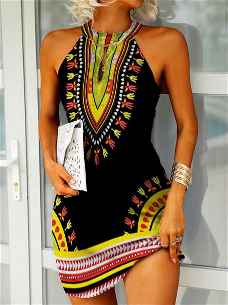 Africa Inspired Dashiki Slim Fit Mini Dress
