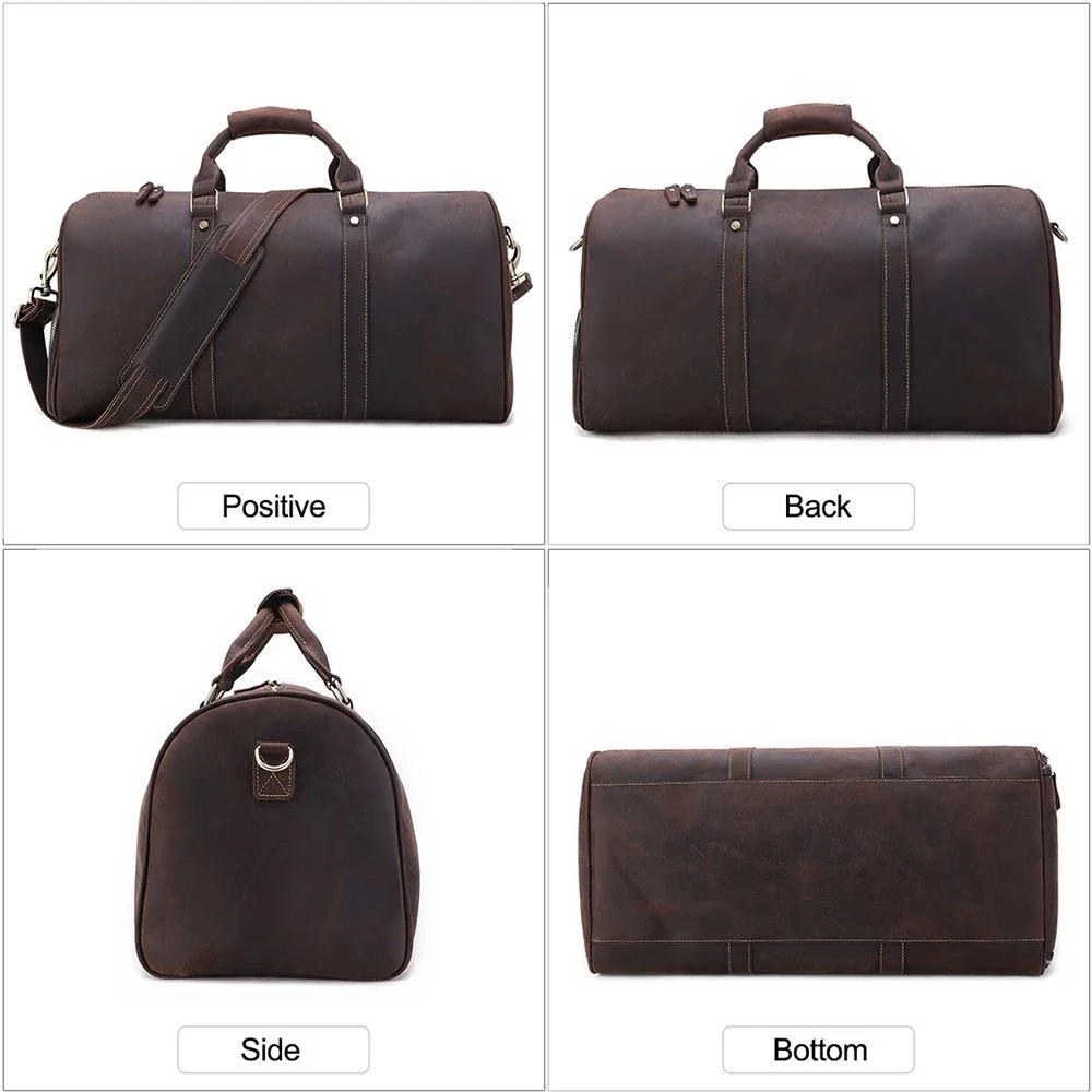 Handmade Genuine Leather Men Travel Bag Large Capacity Duffle Bag
