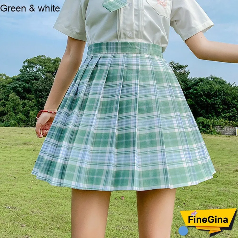 Summer Woman Mini Skirts Harajuku Korean Style Fashion Cute Kawaii Skirts For Girls High Waist Plaid Pleated Skirt Women Dress
