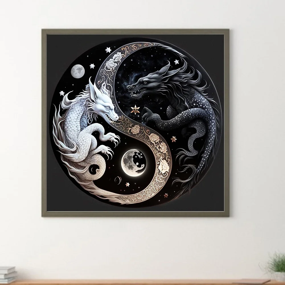 Diamond Painting - Full Round Drill - Yin Yang Dragon(Canvas|30*30cm)