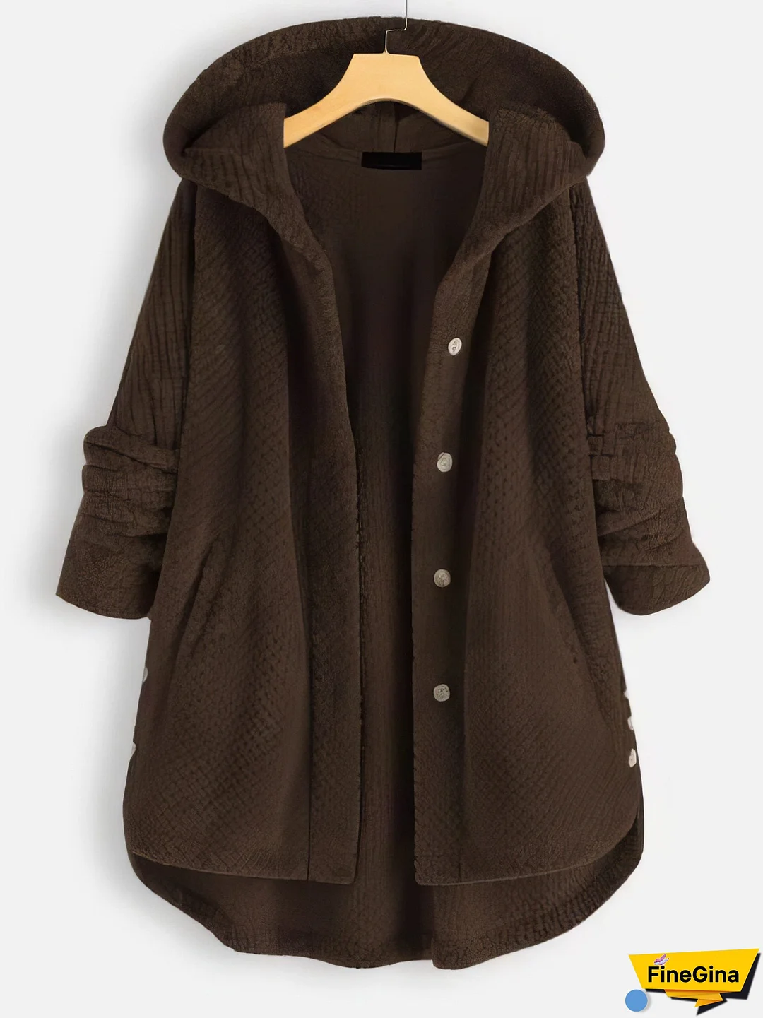 Hooded Double-faced Fleece Sweater Mid-length Jacket