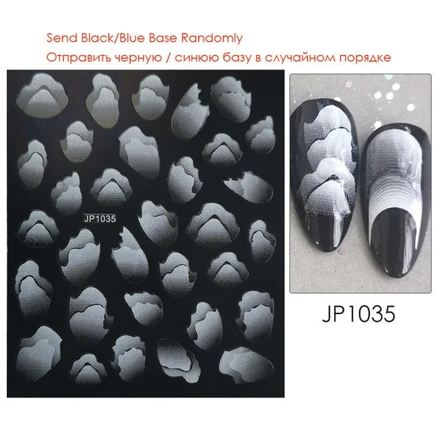 Nail Stickers Embossed 5D Gradually White Butterfly Moon Leaves Flower Designs Back Glue Nail Decals Tips For Beauty Salons-Nail Inspo