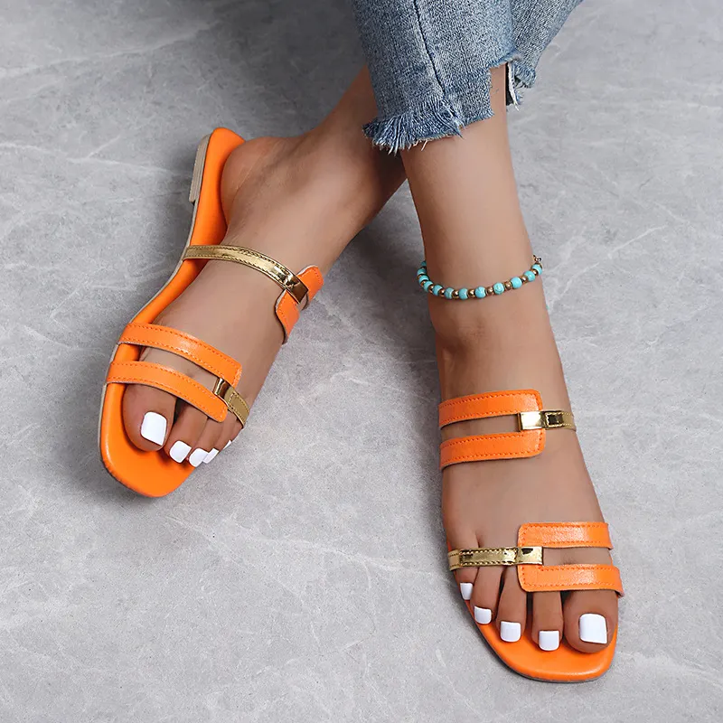 Breakj Breakj Ladies Flat-Bottomed Slippers With Casual Fashion Summer Beach Casual Shoes