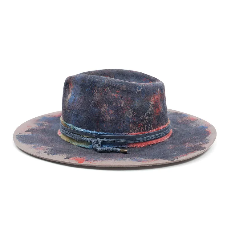 Hats Vintage Fedora Firm Wool Felt Panama Hat Lining Distressed/Burned Handmade J