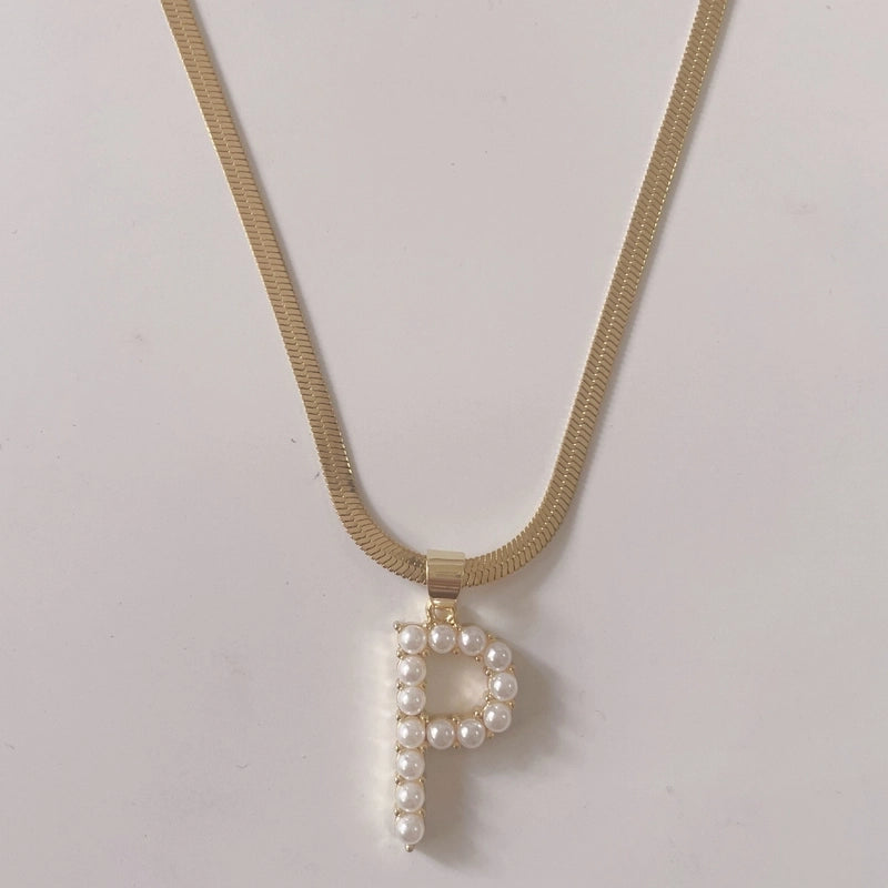 Elegant Luxurious Classic Style Letter Copper 14k Gold Plated Artificial Pearls Pendant Necklace In Bulk