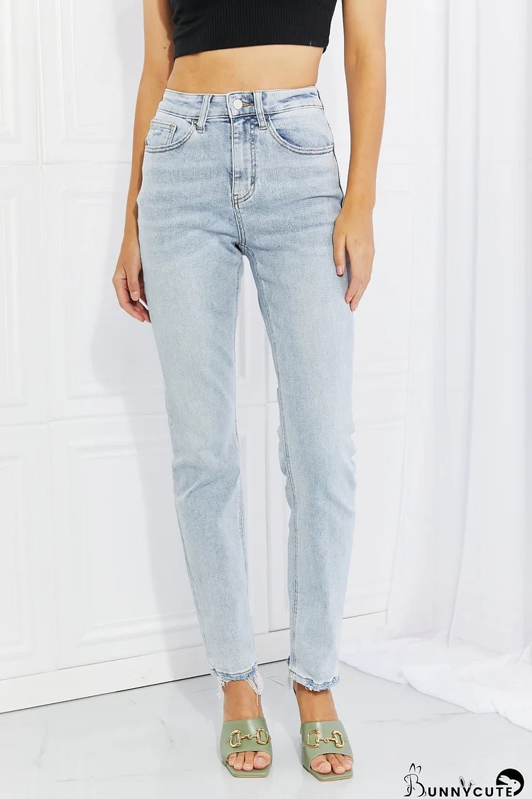 Lovervet Full Size Raw Hem High-Waisted Jeans