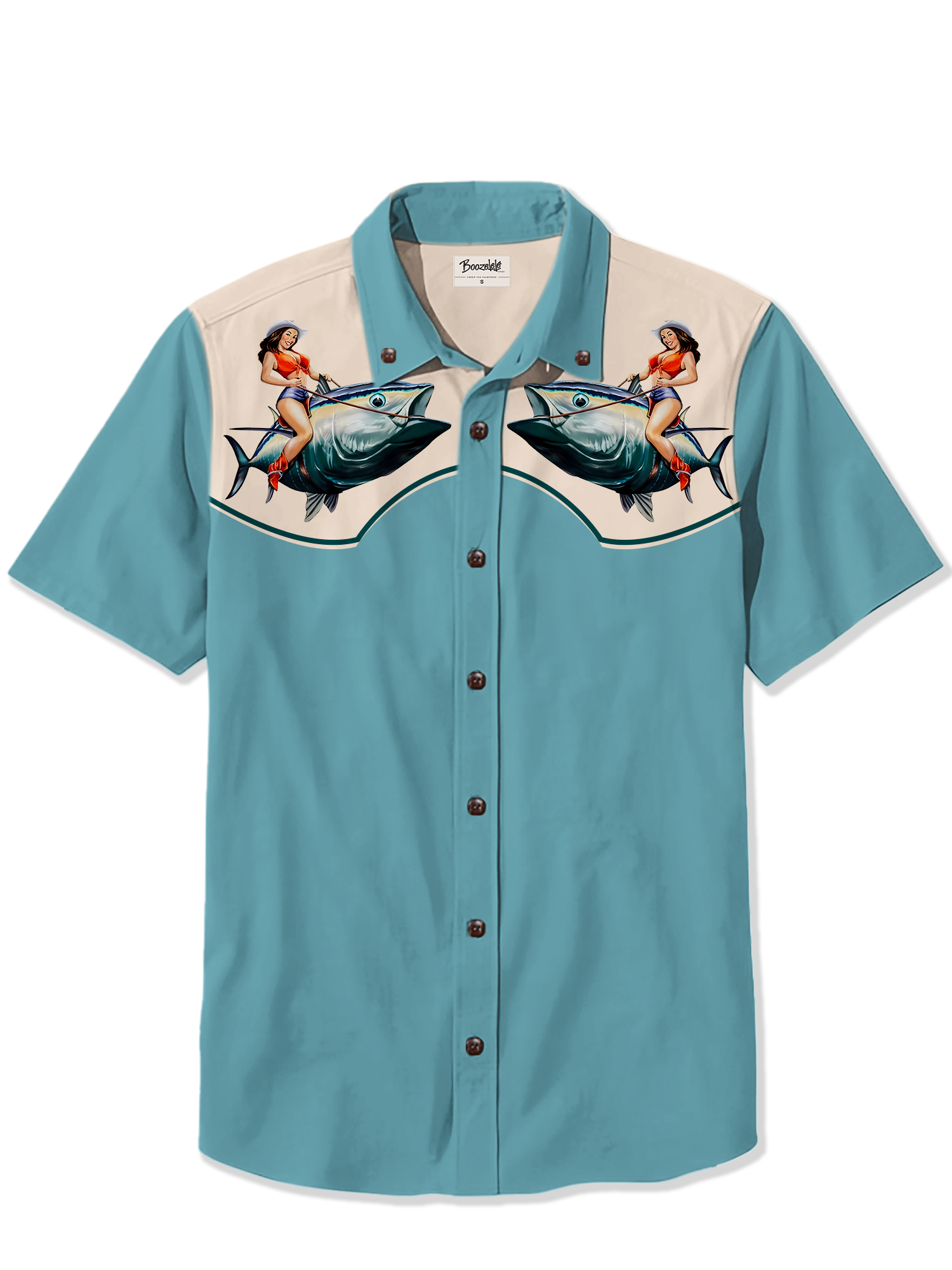 Retro Beauty Sea Fishing- 100% Cotton Shirt