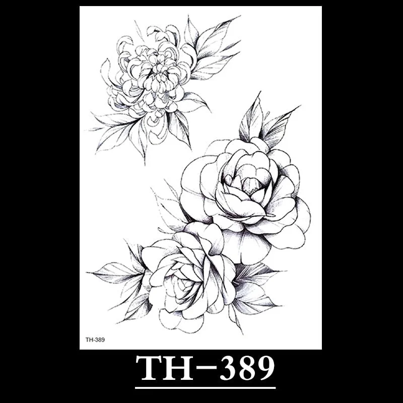 New Temporary Tattoos for Women Flower Sketch Tattoo Stickers Black and White Arm Art Snake Stickers Waterproof and Sweat Tattoo