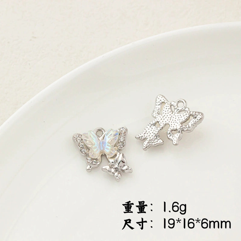 5 PCS/Package 20 * 23mm Alloy Artificial Pearls Rhinestones Flower Butterfly Pendant Jewelry Accessories