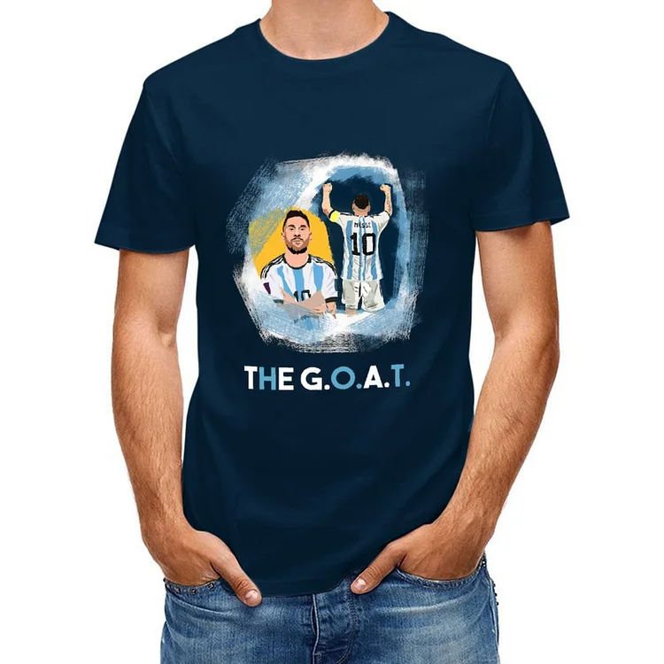 Lionel Messi Inspired The Goat Illustration Short Sleeve T-Shirt