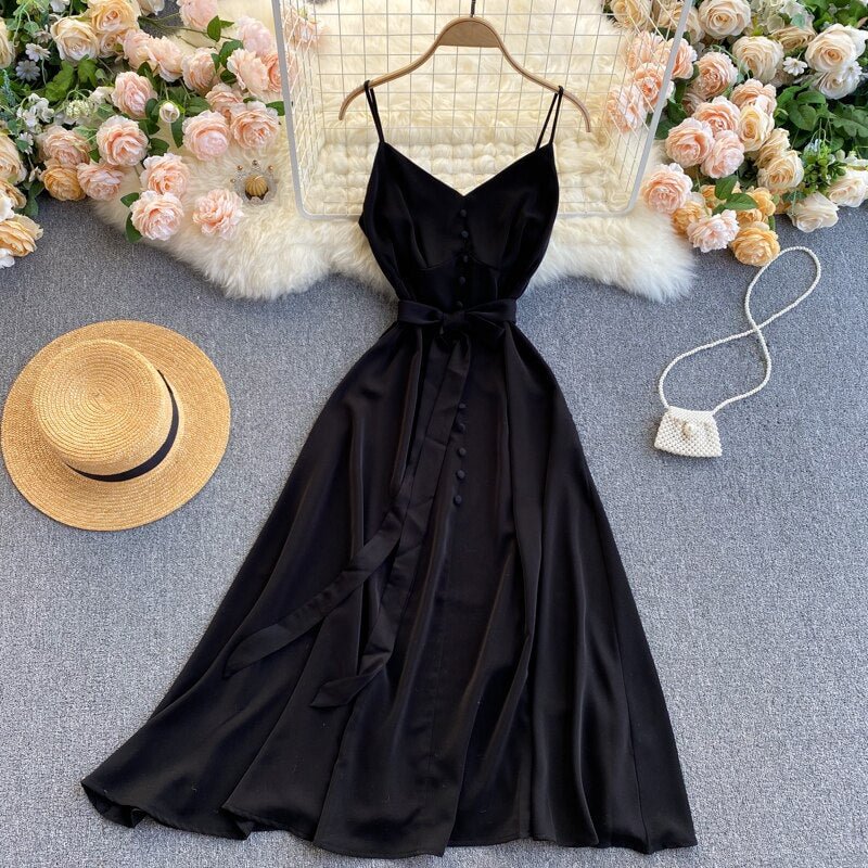2021 Spring New Style European American Simple Vestidos Feminine Strapless Lace-up Waist Slimming Fashion Midi Dress C615