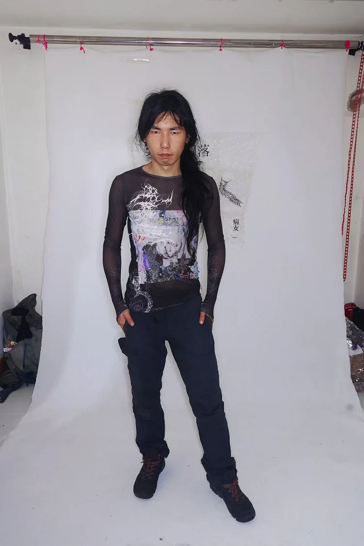 SICKGIRL Printed Mesh Top - 8 Recycled Water Bottles - Black