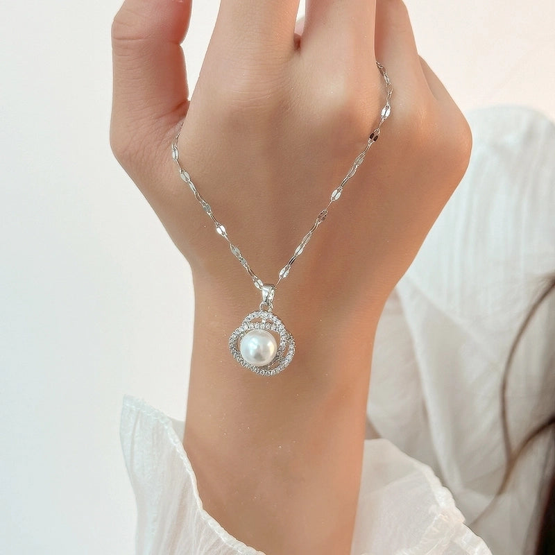 2 Pieces Minimalist Classic Style Geometric Titanium Steel Plating Pendant Necklace