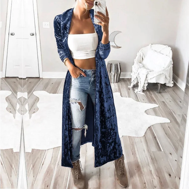 VChics Casual Loose Women's Mid-calf Duster Kimono