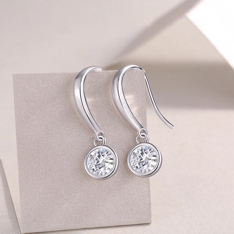1 Pair 925 Sterling Silver Moissanite Geometric Drop Earrings