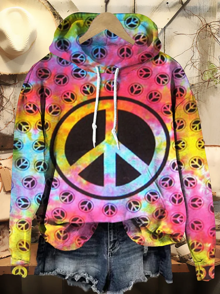 Hippie Art Print Casual Hoodie Sweatshirt
