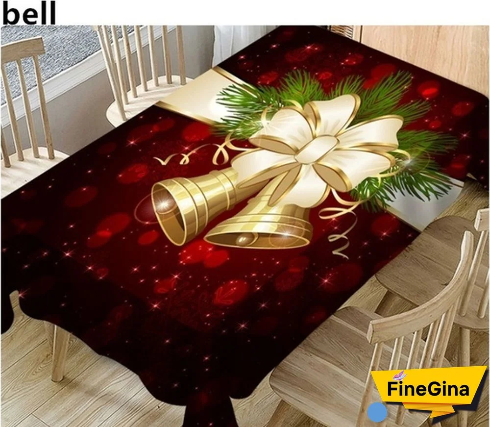 1Pcs Sika Deer Coffee Table Cloth Tablecloth Christmas Table Cartoon Tablecloth New Christmas Big Bell Home Rectangular Tablecloth