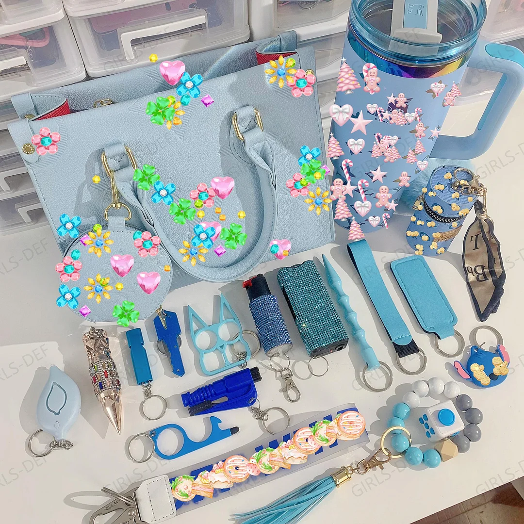 (NEW) 2nd Gen French Designer Tote Bag self defense keychain with Tumbler