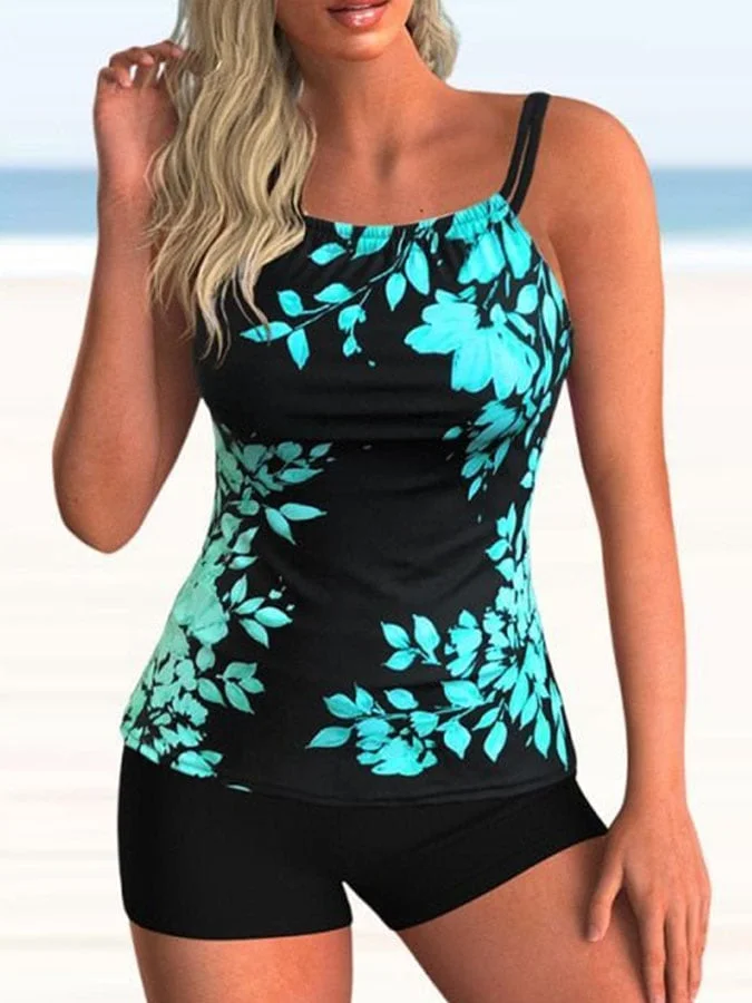 Women'S Contrast Color Split Swimsuit With Thin Straps