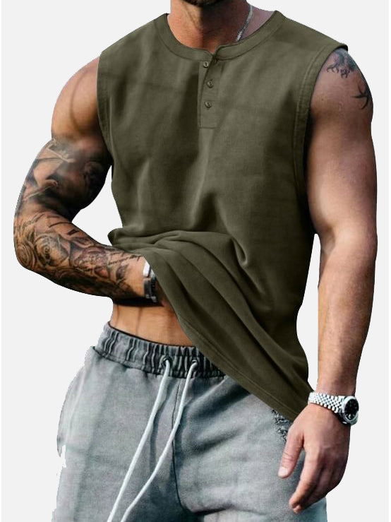 Men's Casual Plain Print Sleeveless Vest PLUSCLOTHESMAN