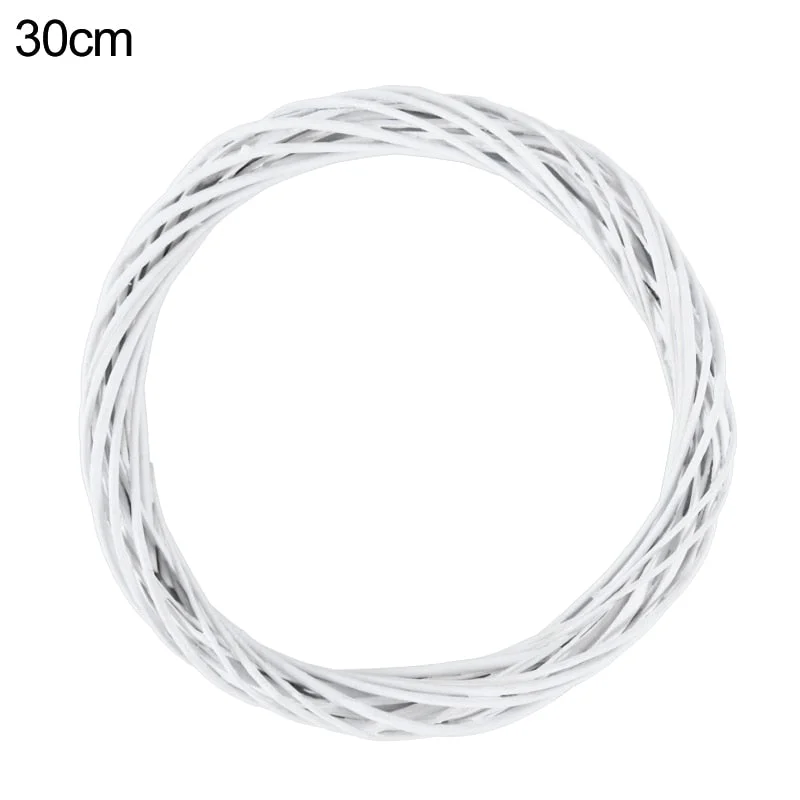 10-30cm White Rattan Wreath Ring DIY Easter Egg Decor Artificial Flower Garland Happy Easter Party Gifts Wedding Home Decoration