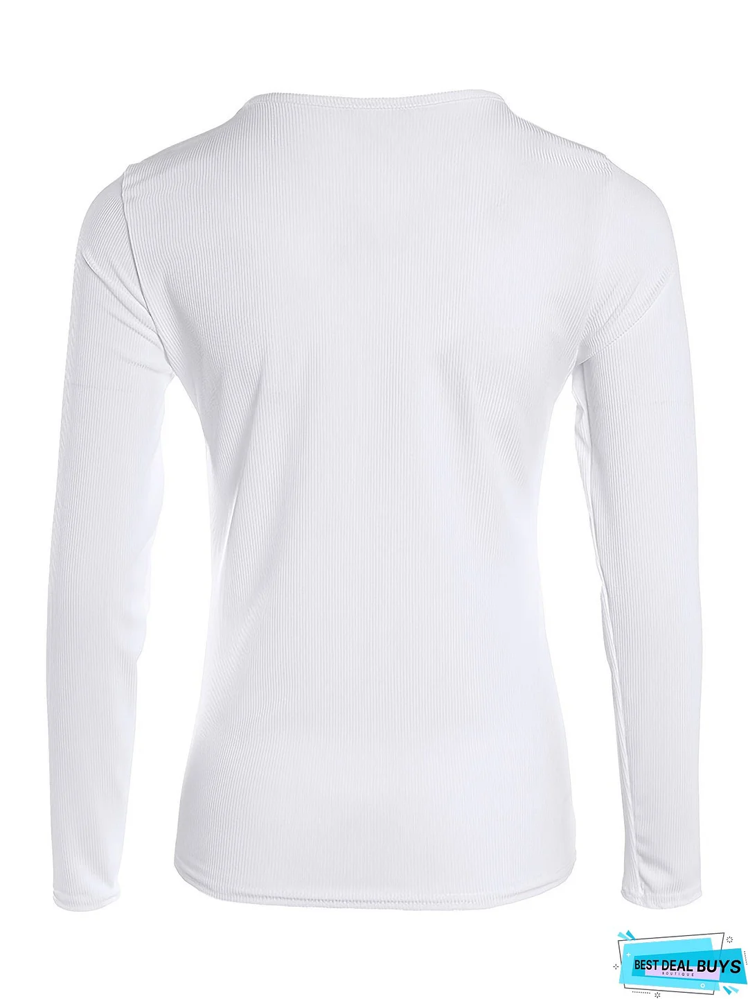 Ribbed Zip Up Slim Top, Casual Button Long Sleeve V-neck T-shirt, Women's Clothing