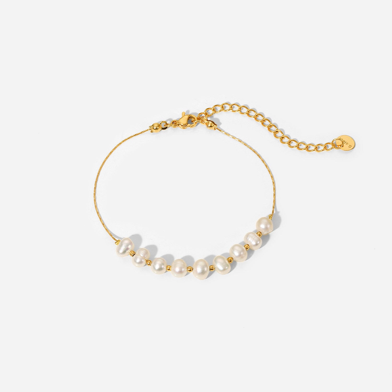 Women IG Style Pearl Geometric Stainless Steel 18K Gold Plated Bracelets