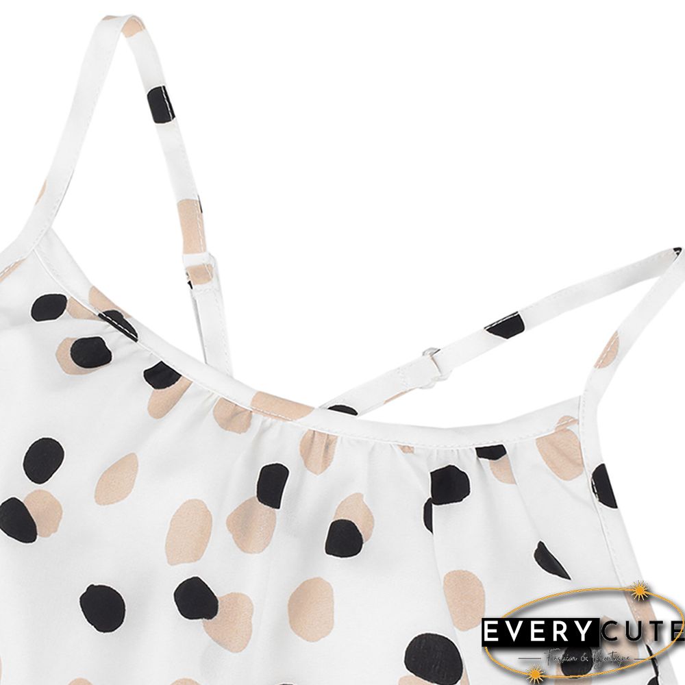 White Polka Dot Sleeveless Maxi Dress