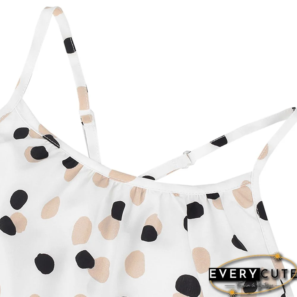 White Polka Dot Sleeveless Maxi Dress