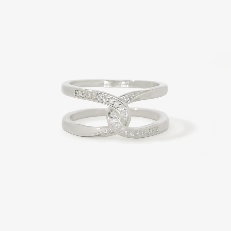 For Daughter - S925 No Matter How Busy We May be Our Hearts are Always Linked Together Cross Ring