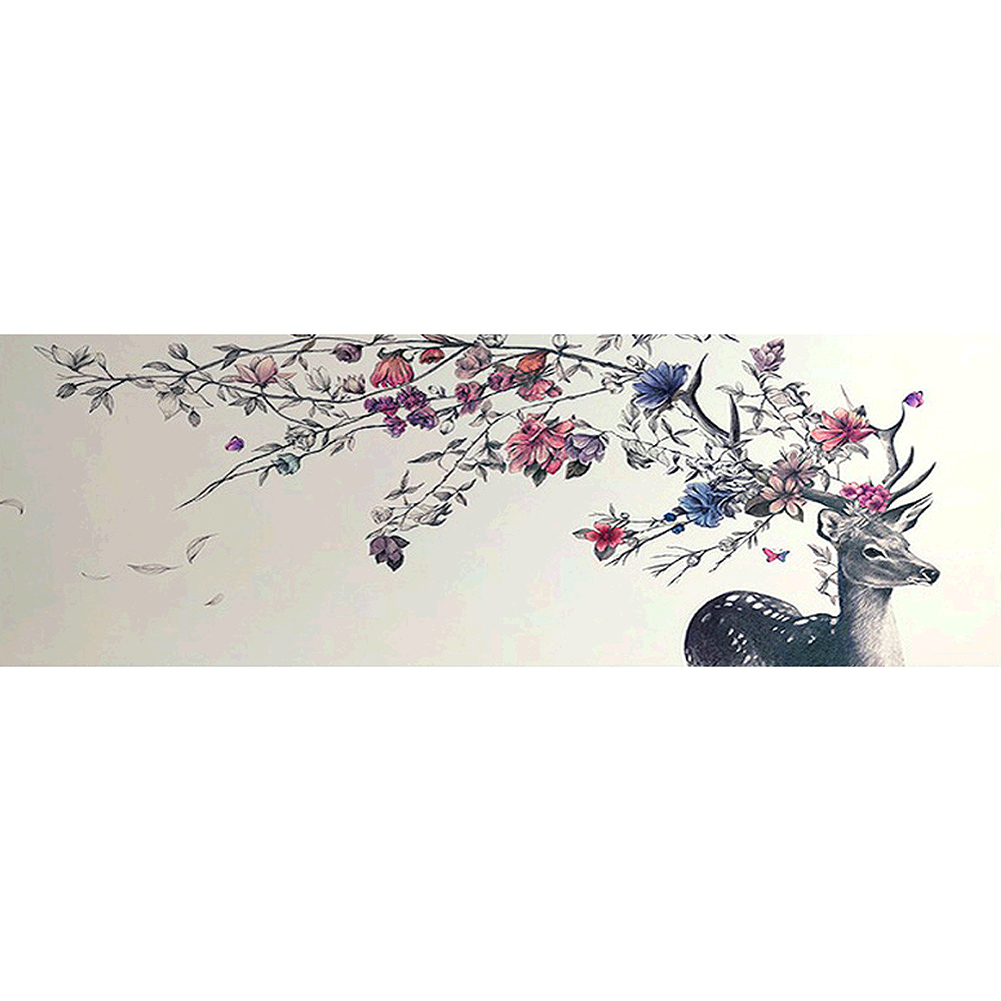 

80*30CM - Round Drill Diamond Painting - Tree Branch Deer, 501 Original