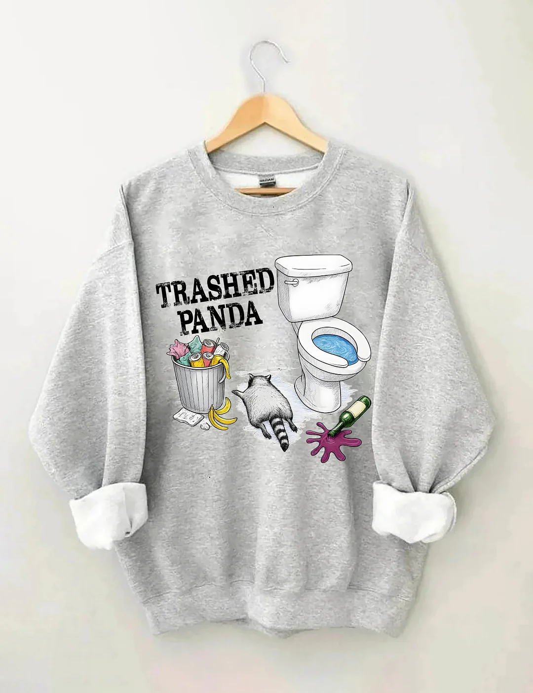 Trashed Panda Funny Drunk Raccoon Sweatshirt