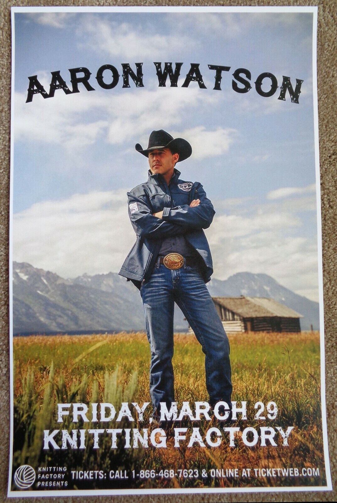 AARON WATSON 2019 Gig POSTER Spokane Washington Concert