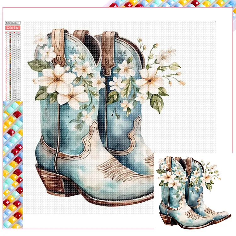 Gardenia Boots 30*30CM (Canvas) Full Square Drill Diamond Painting gbfke