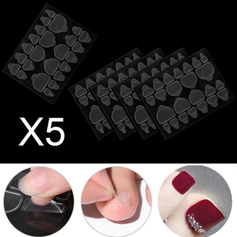 Mixed 5 Colors full cover false nails short foot fake nails Candy Color 24pcs/set press on nails foot toe french nail art tips-Nail Inspo