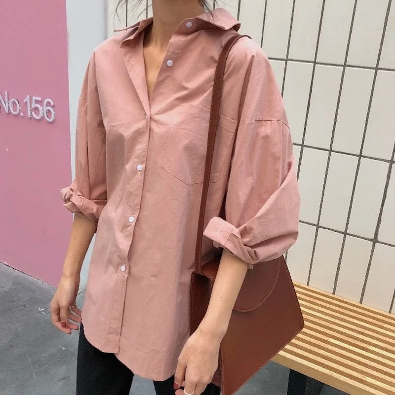 Women White Tops Cotton 2021 Spring Autumn Vintage Ladies Shirt Long Sleeve Casual Turn-down Collar Women's Loose Blouses 11456