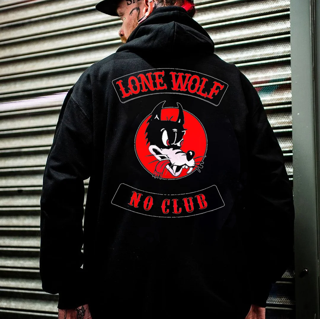 LONE WOLF NO CLUB Print Men's Hoodie
