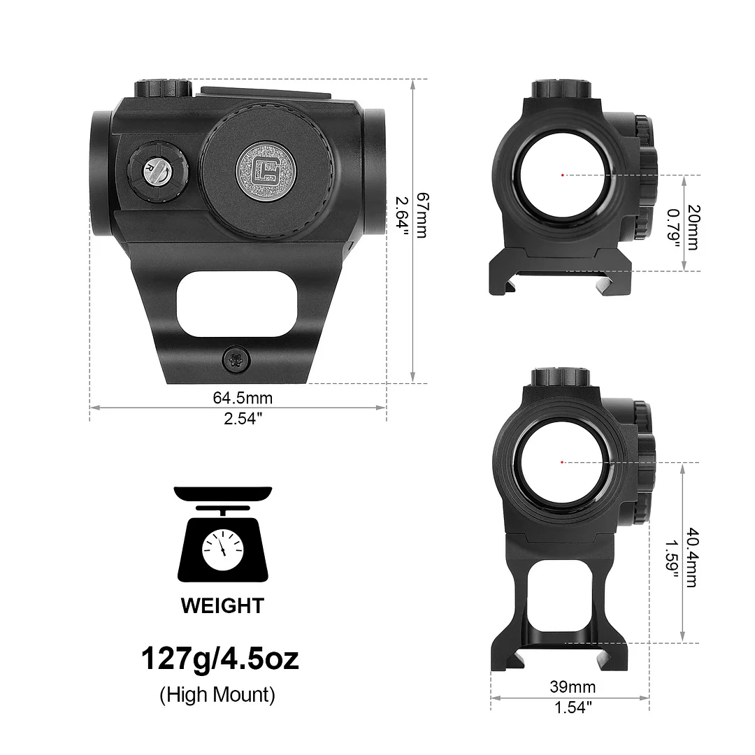 ohhunt® Red Dot Sight 1x21mm IPX7 Waterproof 3 MOA Dot Size Anodized Surface Red Dot Sights With Auto On Off Sensed