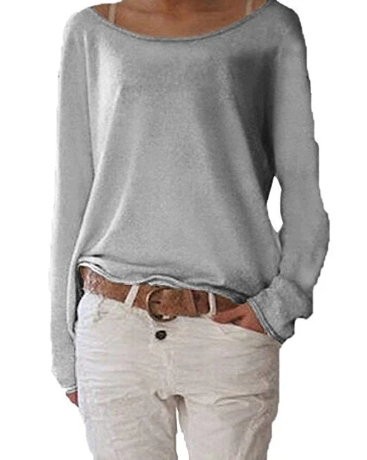 Brownm Beautiful Versatile Solid Color Knit Blouses
