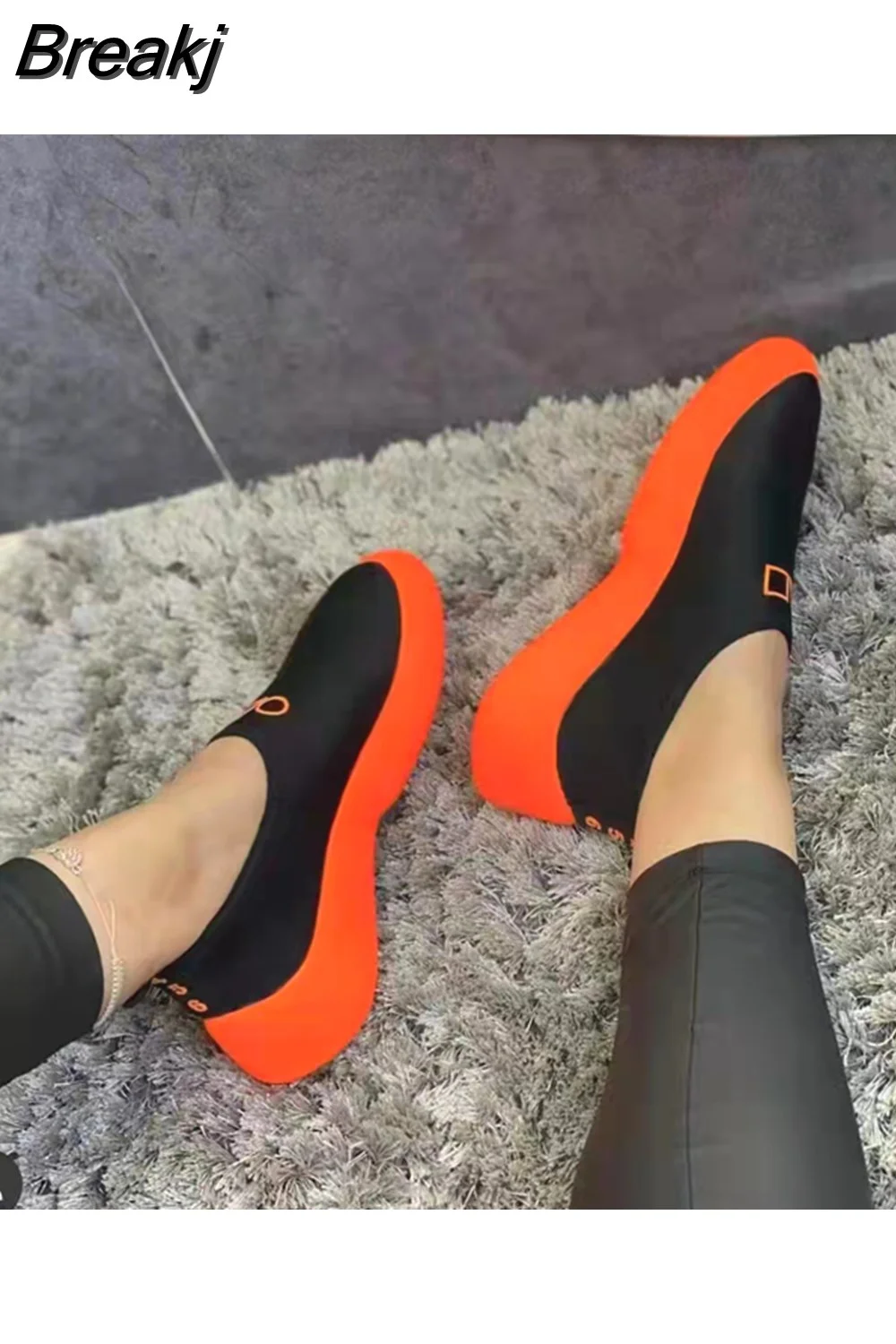 Breakj Vulcanize Shoes Sneakers Women Shoes Ladies Slip-On Solid Color Sneakers Female Sport Mesh Casual Shoes Women plus Size 43