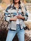 Fashion Loose Long Sleeve Lapel Collar Buttoned Printing Casual Outerwear