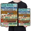 Hot Tub Rules  - Warning Vintage Metal Signs(12*16Inch)